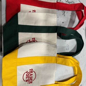 Trader Joe's Canvas Tote Bag Set - Red, Green, Yellow